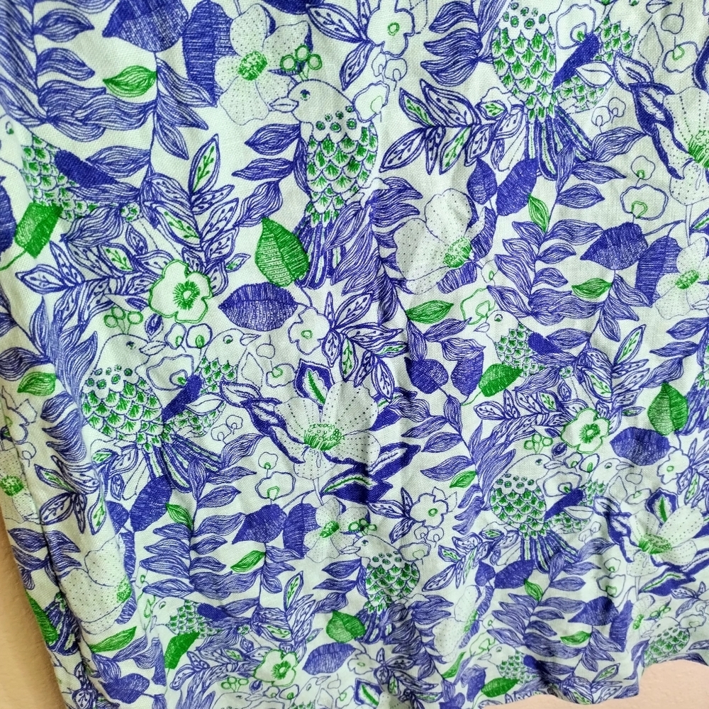 Vineyard Vines Cordia Linen Blend Mini Dress Bird Print Sz 12 - Picture 3 of 9